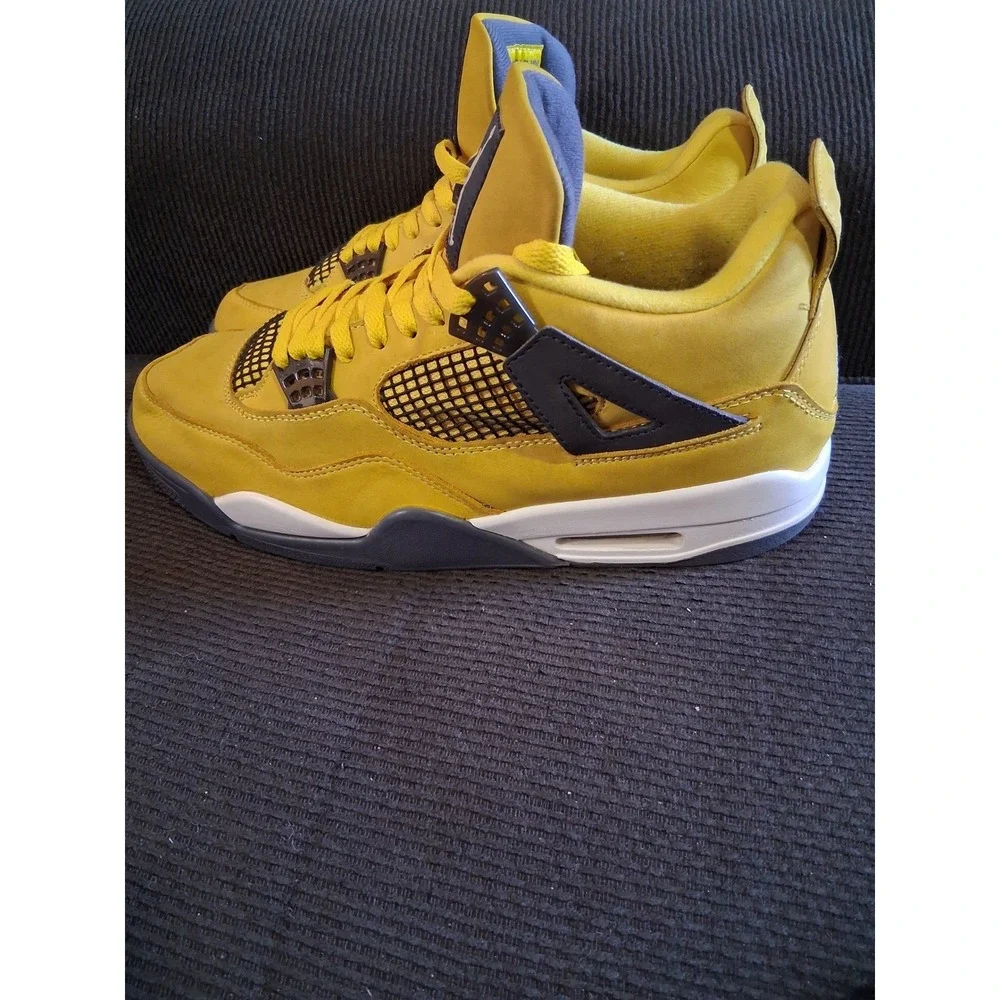 Nike Air Jordan 4 Retro Lightning Tour Yellow Dark Blue Grey CT8527-700 Mens 12